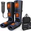 MEKZU Air Compression Leg Massager with Heat, 6 Massage Modes, 3 Vibration Settings, Foot Massager Boots for Circulation and Pain Relief Circulation and Daily Relaxation for Seniors and Adults