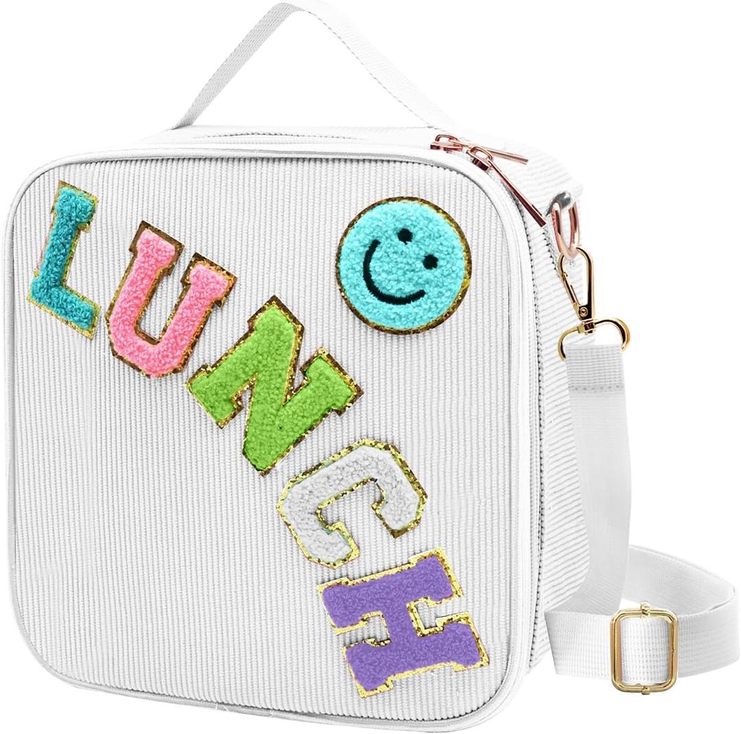 Insulated Lunch Bag With Adjustable Shoulder Strap, Corduroy Lunch Box