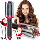 Automatic Curling Iron, Automatic Hair Curler with 1" Large Rotating Barrel & 4 Temps Hair Curler, Safety Anti-Scald & Anti-Tangle Curling Iron, Fast Heating Auto Curler for Hair Styling-Grey