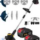 Cordless Weed Wacker, Electric Weed Eater Battery Powered with 2 x 4.0Ah Batteries & Charger, Brushless Lightweight Grass Trimmer/Brush Cutter for Yard Garden
