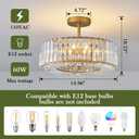 Piepooye 4 Lights Modern Crystal Chandelier Gold Round Semi Flush Mount Ceiling Light Fixture Farmhouse Chandelier for Dining Room Living Room Bedroom Hallway Entryway Kitchen