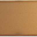 Quartet Cork Bulletin Board 36"W x 24"H Pin Board, Oak Finish Frame (303)