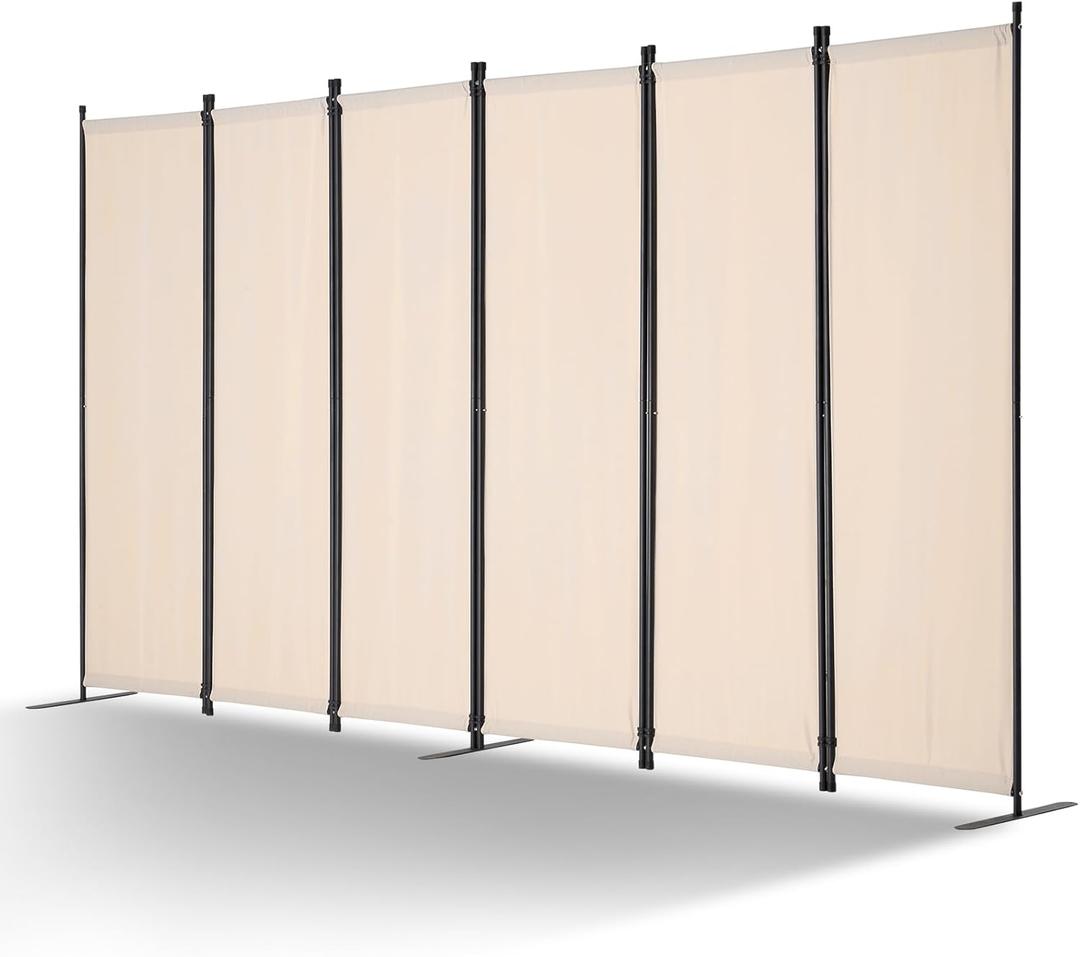 VEVOR Room Divider, 6 Panel Room Divider, Folding Privacy Screen and Portable Partition Divider for Room Separation, Freestanding Room Partitions for Office, Bedroom, Study, Beige
