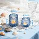 WELLIFE 24-Piece Blue Glass Votive Candle Holders Set Tealight Candle Holder Glass Bulk with 12 Round & 12 Hammered Textured Cups, Blue Votive Candle Holders for Weddings, Parties, Home