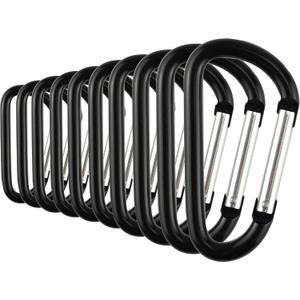 SWATOM Aluminum Carabiner Clip Snap Hook Keyring 1.5/1.9/2.2/2.4/2.8 Inch Carabiners Keychains Black(10P/20P)