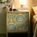 3 x CiCiwind 15.5"393.7" Peel and Stick Wallpaper Vintage Peacock Contact Paper Removable Self Adhesive Wall Paper Mustard Ginger Wallpaper for Bedroom Living Room Decoral Cabinets