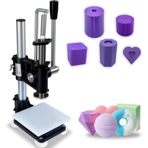 Bath Bomb Press Machine, 5 Molds Set, Heavy-Duty Stainless Steel DIY Soap Maker Tool with Adjustable Height for Crafting Professional Bath Fizzies