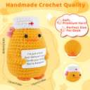 Handmade Nurse Duck Crochet Figurine with Positive Card – Cute Desk Decor with Pink Bow – Nurse Appreciation Gift for Nurses, Medical Students & Coworkers