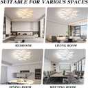 JAYMP 35.4" Flower Shaped Ceiling Light Dimmable Modern Ceiling Lamp Remote Control LED Lighting Fixture for Living Room Kitchen Dining Room (White/12 Petals), 12 Lights, Leaves