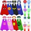 KUBUSFLY Superhero Capes for Kids, 8 Pack Halloween Costumes with Capes Masks Dress Up Set for Cosplay Party Birthday Halloween Christmas Gifts Toys for Boys Girls Kids Toddler 3+ (S)