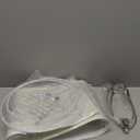White Lampshades Set of 2 for Table Floor Lamp, Lampshades with with Line Design, 12.7" Top x 12.7" Bottom x 10" High, Natural Linen Hand Crafted, Lamp Shade Harp Holder Included (Beige, Silver)