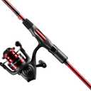 Ugly Stik 6’6” Carbon Spinning Fishing Rod and Reel Spinning Combo, Graphite with Graphite Tip Design, 6’6” 2-Piece Fast Action Rod,Red/Black