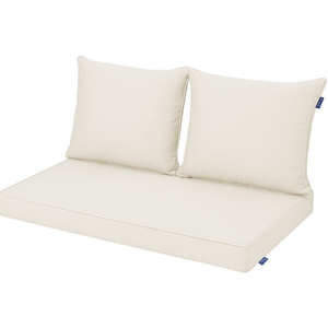 Outdoor Loveseat Cushion Set 46'' x 26'', Outdoor Deep Seat Cushions for Patio Furniture, Water Repellent Outdoor Seat Cushion and Couch Back Cushions for Bench, and Swing (Solid Beige)