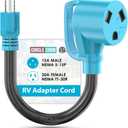 CircleCord 30 Amp to 110 Volt RV Adapter Cord, 30A to 15A NEMA 5-15P Male to TT-30R Female Electrical Power Dogbone with Grip Handle, Heavy Duty STW 10 Gauge for RV Trailer Camper, ETL Listed (12 Inch)