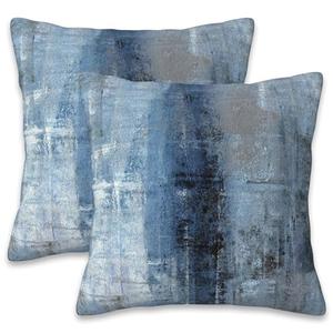 Naqiuli Throw Pillow Cover Case Blue and Grey Abstract Art Pillow Covers 18x18 Inch Set of 2,Soft Decorative Throw Pillow Case for Living Room Bedroom Sofa Couch Cushion Covers