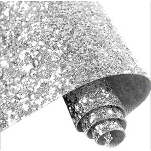 hiipapery Silver Chunky Glitter Wallpaper Peel and Stick, Bling Sequins Glitter Wallpaper for Walls (17.3" by 197", Sliver)