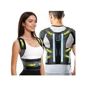 Rakiie Posture Corrector for Women and Men, Upgraded Back Brace with Enhanced Support, Shoulder Straightener with Cushioned Shoulder Pads & Underarm Pain Relief Strap, Size M (Underbust: 35.4"41")