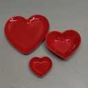 Suclain Valentines Day Red Heart Shaped Ceramic Plate Set of 3 Heart Dinner Dishes 3.15 4.92 7.09 Platter for Dish Dessert Salad Bowl for ValentineS Day Party Supply Microwave Dishwasher Safe