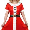 Women's Christmas Printed Tunic Dress Long Sleeve Crewneck Casual Costume Bodycon Dresses S-XXL (Red)