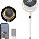 DREO Smart Fan for Bedroom, 120 +120 Omni-Directional Oscillating Fans, 100ft Quiet Pedestal Fan with RGB Light, 9 Speeds, 6 Modes, 20dB, 8H Timer, Wi-Fi/Voice/Alexa, 37-42" Floor Fans with Remote (White)