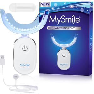 MySmile Teeth Whitening Accelerator Light, 28 LED Blue Light, Each 10 Minutes, USB Charger, Mouth Trays, 1 Pcs LED Light & 4ml Gel