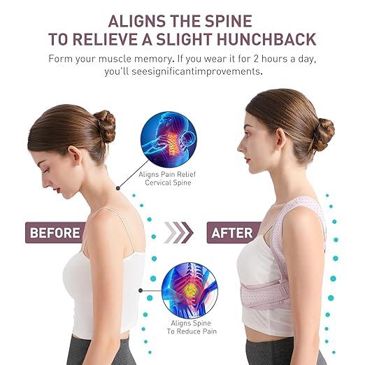 NLNYCT, Posture Corrector For Women, Adjustable Back Brace For Posture, Back Posture Corrector Providing Pain Relief From Lumbar, Neck, Shoulder, And Clavicle, Back (S/M Upper Waist 25-36 Inch) (Purple)
