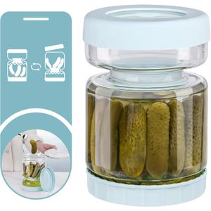 Glass Pickle Container with Strainer Flip, 51oz Hourglass Pickle Flip Jar, Leakproof Storage, Separates Juice for Olives, Onions, Gherkins