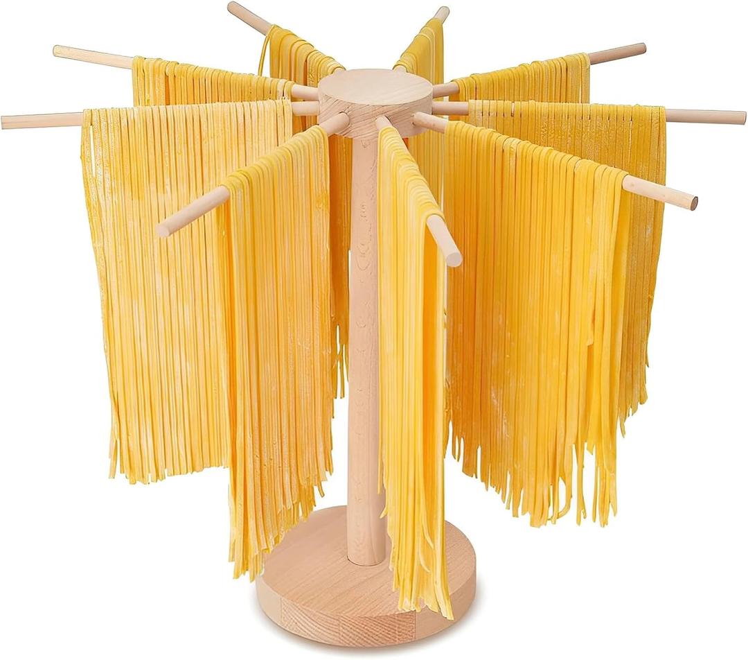 Pasta Drying Rack,Large Wood Pasta Rack Collapsible for Drying Pasta,Noodles,and Cooking,Fresh Pasta Noodle Spaghetti Dryer Hanger Stand