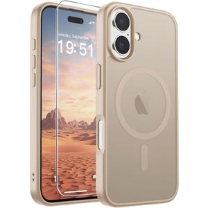 SUPFINE Magnetic for iPhone 17 Case (Compatible with MagSafe)(Military Grade Drop Protection) Translucent Matte Shockproof with Anti-Fingerprint Phone Cover, Desert Gold