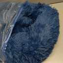 Calming Donut Dogs Beds for Small Dogs Washable,23inch Plush Round Pet Bed for Cozy Sleep,Fluffy Faux Fur Large Cat Bed,Fits up to 25 lbs Pets,Navy Blue