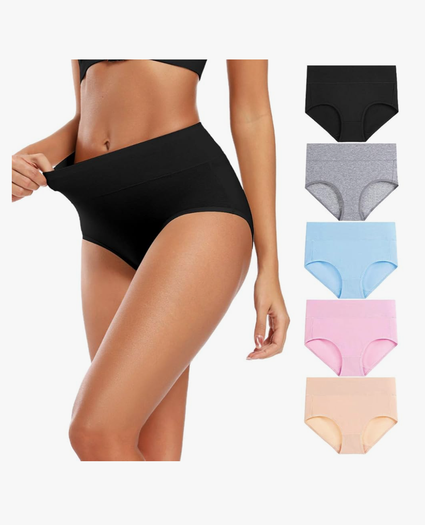 Molasus Women's Cotton Underwear High Waisted Full Coverage Ladies Panties (Regular & Plus Size Size S)
