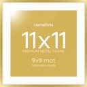 Homeforia 11x11 Gold Picture Frame, High-End Metal Square Frame 11 x 11 for Wall, Gold Photo Frame with Mat 9x9, Tempered Glass, Wall Kit, Set of 1