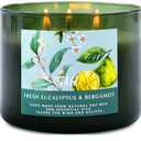 Eucalyptus Bergamot 3 Wick Candle for Home Scented | 15.8 oz Large Soy Candle | Spa Aromatherapy Candles for Home Stress Relief Relaxation | Clean Burn | Gift for Women & Men Housewarming