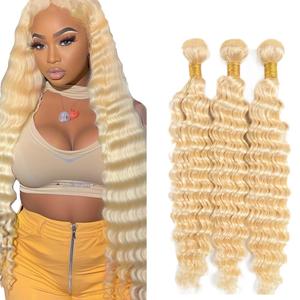 26 28 30 Inch 613 Human Hair Bundles Blonde Deep Wave Human Hair Bundles 8A Brazilian Unprocessed Virgin Hair 3 Bundles 613 Bundles Blonde Deep Wave Bundles Human Hair Extensions