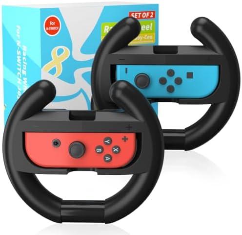 PURBHE Switch Steering Wheel for Nintendo Switch, Racing Wheel to Play Mario Kart 8 Deluxe Compatible with JoyCon, Nintendo Switch 1 Accessories Gift for Mario Kart - 2 Pack Switch Wheels