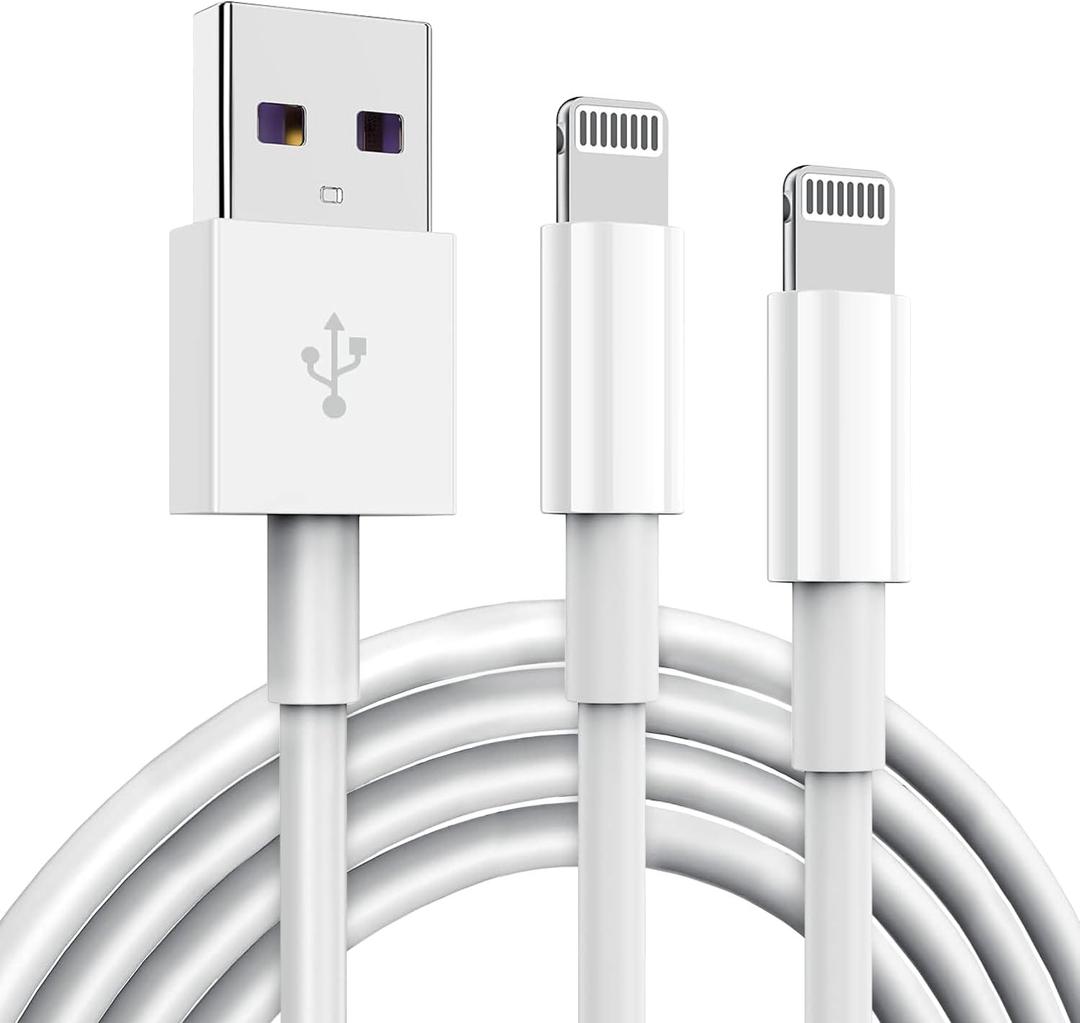 2 Pack Apple MFi Certified iPhone Charger Cable 6Ft, Apple Lightning to USB Cable Cord 6 Foot, 2.4A Fast Charging, Apple Phone Long Chargers for iPhone 14/13/12/11/ X/XS/XR/8/7/6/SE Plus Pro Max Mini (White)