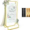 Wedding Sign Holder, 68x32x16.5 Adjustable Welcome Wedding Sign Stand with Leather Sign Hanging Straps, Sign Rack,Heavy Duty Easel Stand for Sign, Wedding Seating Chart Stand, Easel for Display (Bling Gold)