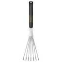 Fiskars Xact Hand Rake, Heavy Duty Gardening Hand Tool with Ergonomic Handle and Hanging Hole for Storage, Stainless Steel Head and Tines, Perfect for Maintaining a Raised Garden Bed Black/Silver