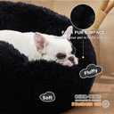 Bedsure Calming Dog Bed for Small Medium Dogs - Donut Washable Medium Pet Bed, 27 inches Anti-Slip Round Fluffy Plush Faux Fur Cat Bed, Black