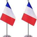2 Pack France French Desk Flags, Small Mini France French Table Flag,Miniature International World Country Desktop Flags,Festival Events Celebration,Office decoration