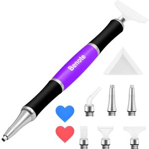 benote Ergonomic Diamond Art Painting Pen, Upgrade Dual Rubber Metal Screw In Tip Round And Square Drill Pen for DIY Craft 5D Diamond Paint - B10 Purple benote Ergonomic Diamond Art Painting Pen, Upgrade Dual Rubber Metal Screw In Tip Round And Square Drill Pen for DIY Craft 5D Diamond Paint - B10 Purple
