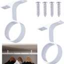 LEIFIDE 2 Pcs 1 5/16 Inch Diameter Round Wardrobe Closet Rod Suspended Center Support with Installation Screws Curtain Closet Rod Ceiling Mount Bracket for Home Wardrobe (White)