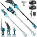 SEESII 8-in-1 Cordless Pole Chainsaw, Hedge Trimmer, Pruning Shears Combo
2×4000mAh Batteries, Extendable Garden Tool Kit for Outdoor Use, 15ft Long Reach Saw, Hedge and Grass Trimmer for Yard Care