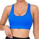 RUNNING GIRL Sports Bras for Women,Seamless Strappy Sports Bra High Support Crisscross Back with Removable Pads (Blue, L)