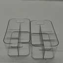 2 Pack, 5-Compartment Clear Plastic Bin - Divided Art Supplies, Cosmetic Makeup Caddy Organizer - Multiuse Storage Container for Vanity, Bathroom, Kitchen, Office, Craft, Shower, Cleaning Items