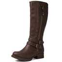 Women's Brown Knee High Boots Fashion Comfortable Riding Boots For Women Low Heel With Zipper Size 7