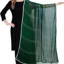 Chandrakala Dupatta for Women, Shawl Scarf Wrap Chunni (D289-P) (Free, Bottle Green)