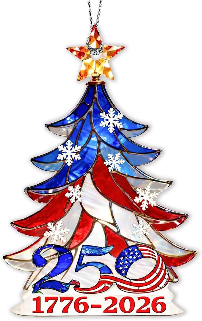 USA 250th Anniversary Ornament, Proud American Gift Idea for Veterans, Military Families & Patriots, Patriotic for Dad Grandpa Veteran, American Flag Tree Decoration, 1776-2026 Keepsake