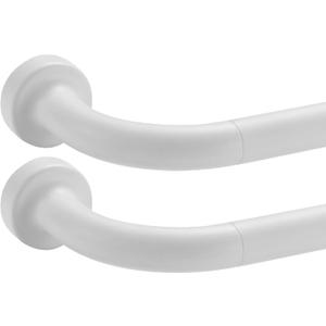 2 Pack Matte White Disc Curtain Rods, 48-84 Inches Window Curtain Rod,Adjustable Room Darkening Curtain Rod with Aluminum Finials and Brackets,Wrap Around Design