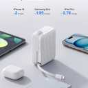 YKZ 10000mAh Portable Charger with Built-in Retractable C Cable, Fast Charging Power Bank with USB-C & USB-A Output, Compact Battery Pack for Travel, Flight Approved